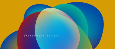 Soyut renkli örtüşen şekiller dinamik görsel efekt yaratır. Sarı arkaplan canlı renkleri, modern tasarım elementini arttırır.