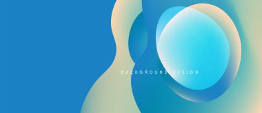 Soyut arkaplan özellikleri üst üste binen şekiller, gradyanlar. Mavi, bej renkler modern estetik yaratıyor. Minimalist tasarım, pürüzsüz geçişler mevcut.