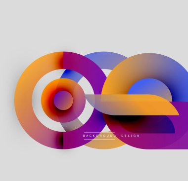 Soyut renkli şekiller örtüşür, dinamik görsel efekt yaratır. Gradyan renkler harmanlanır, modern arkaplan tasarımı oluşturulur.