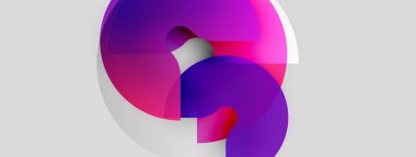 Soyut şekiller örtüşüyor, canlı pembeler, morlar yaratıyor. Yumuşak eğimler açık gri arkaplan ile harmanlanır. Modern tasarım ögesi.