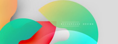 Soyut sıvı şekilleri örtüşür ve canlı renk değişimleri yaratır. Aydınlık gölgeli modern tasarım, pürüzsüz geçişler. Arkaplanda metin ögeleri.