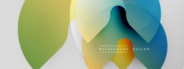 Soyut renkli çakışan daireler. Modern tasarım elementleri dinamik görsel kompozisyon oluşturur. Gradyan renkler pürüzsüz harmanlanır.