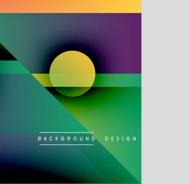 Soyut geometrik bileşim. Canlı renkler karışıyor, dinamik görsel deneyim yaratıyor. Şekiller çakışıyor, modern tasarımı oluşturuyor.