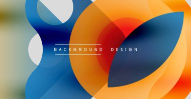 Soyut renkli şekiller örtüşür, dinamik görsel efekt yaratır. Gradyan renkler harmanlanır, modern arkaplan tasarımı oluşturulur.