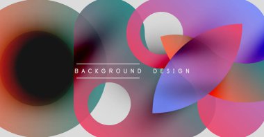 Soyut renkli çakışan daireler modern arkaplan tasarımı yaratır. Yumuşak gradyanlar, canlı renkler, basit geometri.