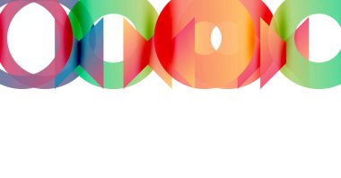 Renkli kesişen daireler soyut logo tasarımı oluşturur. Parlak renkler dinamik görsel etki yaratır. Basit ama modern..