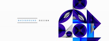 Soyut geometrik şekiller, mavi mor tonlar, modern tasarım elementleri. Temiz çizgiler dinamik görsel etki yaratır.