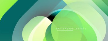 Soyut sıvı şekiller, canlı yeşil renkler üst üste binen katmanlar dinamik görsel efekt yaratır. Modern tasarım ögesi.