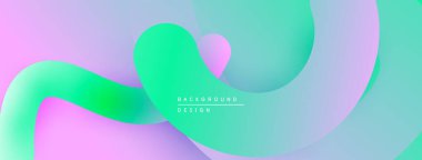Soyut sıvı şekiller pembe, turkuaz renkler harmanlanır. Modern tasarım hareketi, enerjiyi, yumuşak eğilimleri çağrıştırıyor. Minimalist estetik.