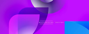 Soyut gradyanlar mor, pembe ve mavi renkleri harmanlarlar. Modern tasarım akışkan şekiller, dinamik bileşimler içerir. Metin arkaplan tasarımı okur.