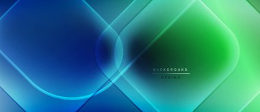 Soyut geometrik tasarım. Mavi, yeşil renkler harmanlanır. Çizgiler dinamik bileşim yaratır. Modern estetik, uygun arkaplan ögesi.