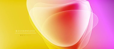 Soyut renkli arkaplan. Üst üste binen şekiller dinamik görsel efekt yaratır. Sarı, turuncu, pembe renkler düzgün bir şekilde harmanlanır. Modern tasarım ögesi.