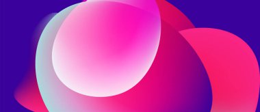 Soyut, enerjik şekiller çakışıyor. Pembe, mor renkler kompozisyona hakim. Yumuşak eğimler modern estetik yaratır. Minimalist tasarım.