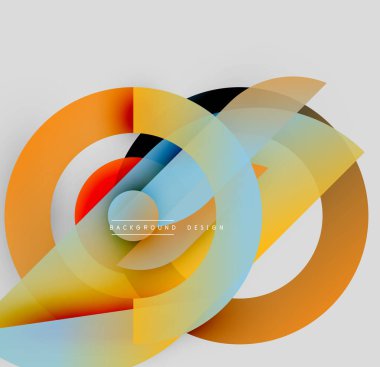 Soyut renkli daireler çakışıyor ve dinamik bileşim oluşturuyor. Modern tasarım öğeleri yenilik, enerji, görsel cazibe.