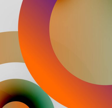 Üst üste binen daireler içeren soyut kompozisyon. Sıcak tonlar baskın, yumuşak gradyanlar yaratıyor. Minimalist tasarım, modern estetik.