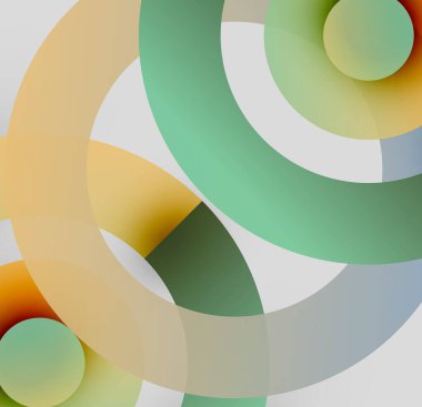 Soyut kompozisyon. Üst üste binen daireler yumuşak eğimler, sessiz renkler yaratır. Minimalist tasarım, modern estetik, nazik kıvrımlar imaja hakim..