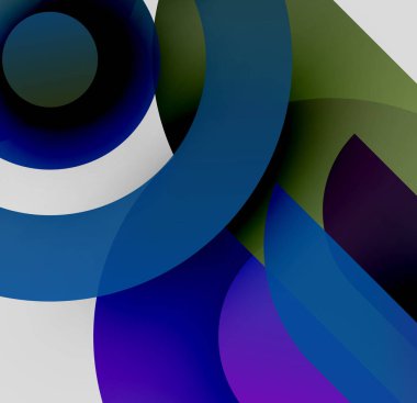 Soyut kompozisyon. Üst üste binen daireler, farklı renkler, modern tasarım. Yumuşak eğimler derinlik yaratır, görsel ilgi. Minimalist estetik.