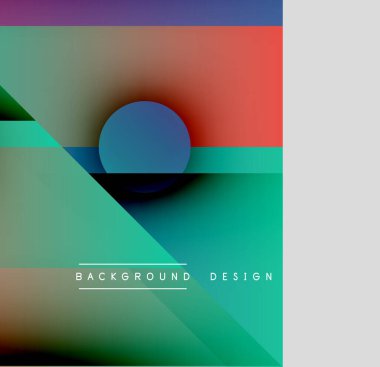 Soyut geometrik bileşim. Canlı renk eğimleri harmanlanarak modern görsel efekt yaratır. Şekiller çakışıyor, dinamik tasarım oluşturuyor.