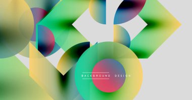 Soyut renkli şekiller çakışıyor. Gradyan renkler harmanlanır ve dinamik görsel doku oluşturur. Modern tasarım ögeleri pürüzsüz geçişler sunar.