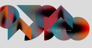 Soyut şekiller örtüşüyor, canlı renk değişimleri yaratıyor. Modern tasarım elementleri dinamik bileşimi, pürüzsüz geçişleri önerir.