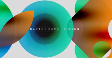 Soyut renkli çemberler çakışıyor. Gradyan renkler dinamik görsel efekt yaratır. Arkaplan ve sunumlar için modern tasarım ögesi.