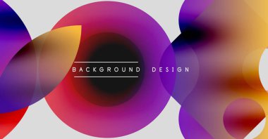 Soyut çemberler çakışıyor, canlı gradyanlar yaratıyor. Metin, kompozisyon içerisindeki arkaplan tasarımını okur. Modern, renkli görsel.