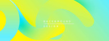 Soyut sıvı şekilleri sarı, yeşil ve mavi renkleri harmanlıyor. Modern tasarım canlı arkaplan dokusu yaratır. Yumuşak gradyanlar görsel cazibe sunar.