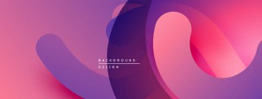 Soyut sıvı şekiller, canlı mor, pembe renkler. Modern tasarım, pürüzsüz eğimler dinamik kompozisyon yaratır. Minimalist estetik.