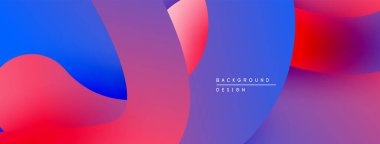 Soyut gradyanlar canlı mavileri, morları, kırmızıları harmanlarlar. Düz şekiller, dinamik görsel akış yaratır. Minimalist tasarım, modern estetik.