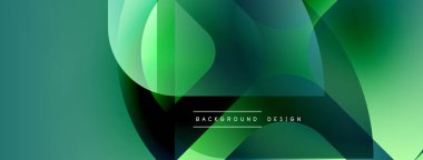 Soyut sıvı şekilleri, yeşil gradyanlar, modern tasarım. Üst üste binen katmanlar dinamik görsel doku yaratır. Minimalist metin mevcut.