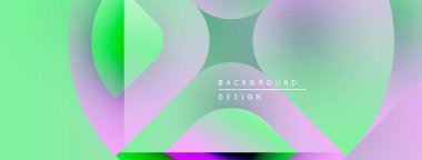 Soyut sıvı şekilleri örtüşür ve canlı renk değişimleri yaratır. Nane yeşili arka planda baskın, mor ve mavi renklerde vurgulanıyor. Modern tasarım ögesi.