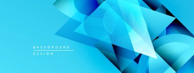 Parlak mavi soyut arkaplan. Geometrik şekiller, dinamik görsel efekt oluşturur. Modern tasarım elemanları.