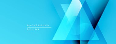 Soyut mavi arkaplan özellikleri üst üste binen geometrik şekiller. Gradyan renkler, pankartlar veya başlıklar için uygun modern tasarım oluşturur.