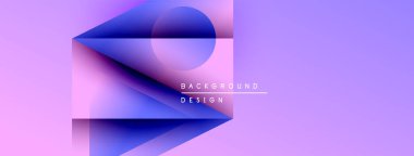 Soyut geometrik tasarım. Mor, mavi renkler modern arkaplan yaratır. Minimalist stil, metin arka plan tasarımı. Pürüzsüz şekiller örtüşür.