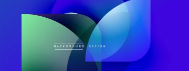 Soyut sıvı şekilleri kesişir. Mavi, yeşil renkler tasarıma hakim. Modern estetik, değişim etkisi derinlik yaratır. Arkaplan ögeleri yenilik öneriyor.