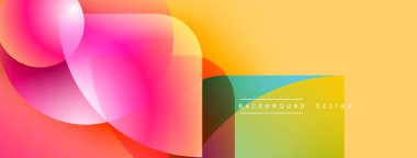 Soyut gradyanlar harmanlanarak, dinamik görsel akış yaratır. Üst üste binen şekiller derinliği gösteriyor, modern estetiği. Metin arkaplan tasarımı okur.