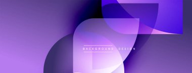 Soyut mor arkaplan. Üst üste binen şekiller dinamik görsel efekt yaratır. Dijital projeler için modern tasarım.