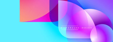 Soyut sıvı şekilleri örtüşür ve canlı renk değişimleri yaratır. Modern tasarım turkuaz, pembe, mor renkler içerir. Minimalist estetik.