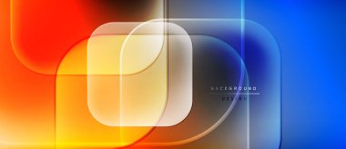 Soyut sıvı şekiller, canlı renklerin karışımı. Geometrik katmanlar dinamik görsel efekt yaratır. Modern tasarım, pürüzsüz eğimler.