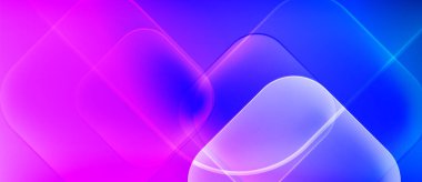 Soyut arkaplan yuvarlak kareler, canlı mavi çizgiler. Pürüzsüz geçişler, ışıldayan efektler modern görsellik yaratır.