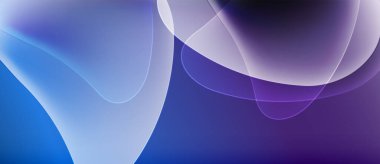 Soyut sıvı şekilleri mavileri, morları, beyazları harmanlıyor. Yumuşak eğimler dinamik, akışkan bileşimler yaratır. Minimalist tasarım sakin enerjiyi çağrıştırıyor.