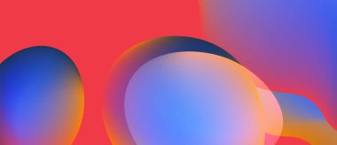 Soyut renkli şekiller çakışıyor. Renkler karışıyor ve canlı bir görsel etki yaratıyor. Yumuşak geçişler kompozisyona hakim..