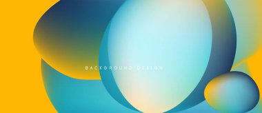 Soyut sıvı şekiller, canlı renklerin karışımı. Sarı, mavi gradyanlar dinamik bileşim oluşturur. Arka planlar için modern tasarım ögesi.