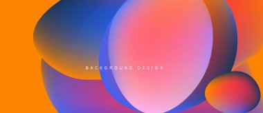 Soyut sıvı şekilleri kesişir. Canlı renkler, turuncu, mavi, pembe. Modern tasarım hareketi, enerjiyi, görsel ilgiyi çağrıştırıyor.