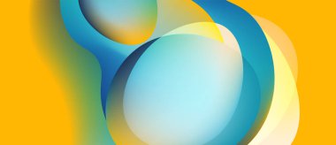 Soyut sıvı şekiller harmanlanarak canlı sarı, mavi ve yeşil renkler yaratır. Yumuşak kıvrımlar hareketi, enerjiyi, modern tasarımı, estetiği akla getiriyor.