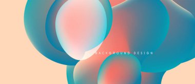 Soyut renkli çakışan daireler dinamik görsel efekt yaratır. Şeftali, mavi, kırmızı renkler düzgün bir şekilde harmanlanır. Modern tasarım ögesi.