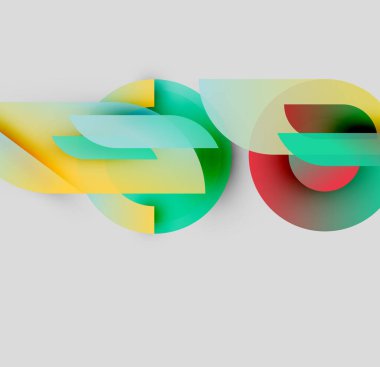 Soyut tasarım, üst üste binen renkli kurdeleler içeriyor. Şekiller hareketi, akıcılığı, modern estetiği akla getiriyor. Işık eğimleri derinlik yaratır.