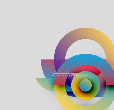 Soyut renkli daireler çakışıyor, dinamik görsel efekt yaratıyor. Gradyan renkleri pürüzsüz, modern tasarım ögesine karışıyor.