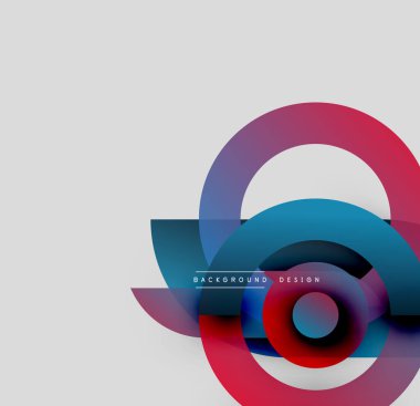 Soyut daireler örtüşüyor, canlı renk eğimleri yaratıyor. Metin elementleri arka planı ve tasarımı olan minimalist tasarım. Basit, modern estetik..