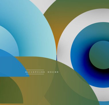 Soyut geometrik şekiller çakışıyor. Mavi, yeşil, kahverengi, beyaz renkler modern tasarım yaratır. Minimalist kompozisyon, pürüzsüz gradyanlar mevcut.